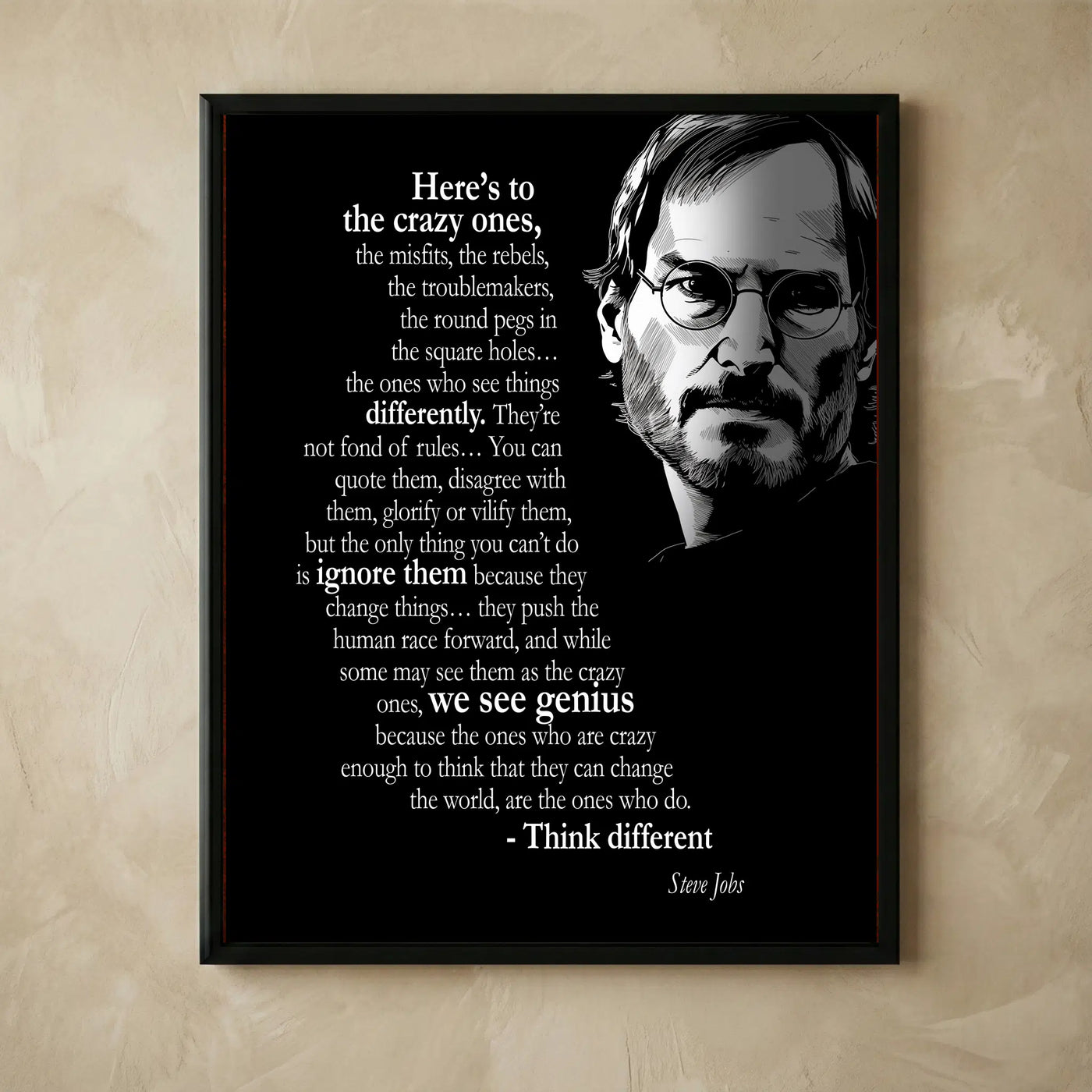 Steve Jobs motivational quote wall art print