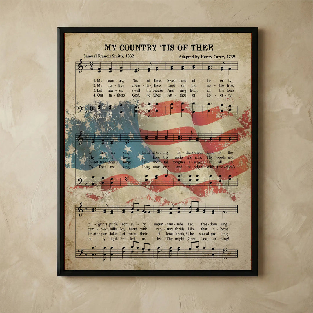 Vintage American flag patriotic wall art print