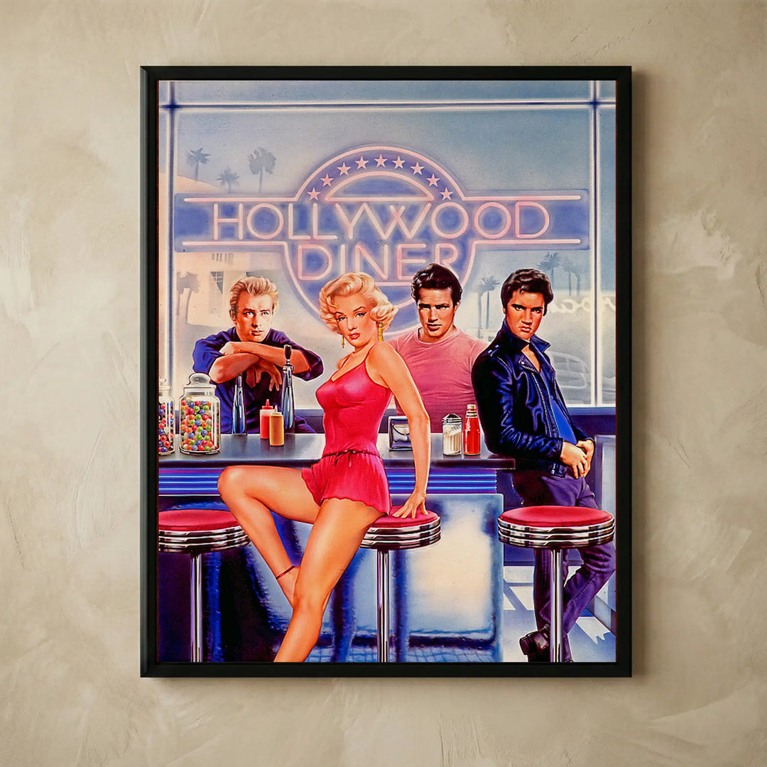 Vintage Hollywood Diner 1950s movie print