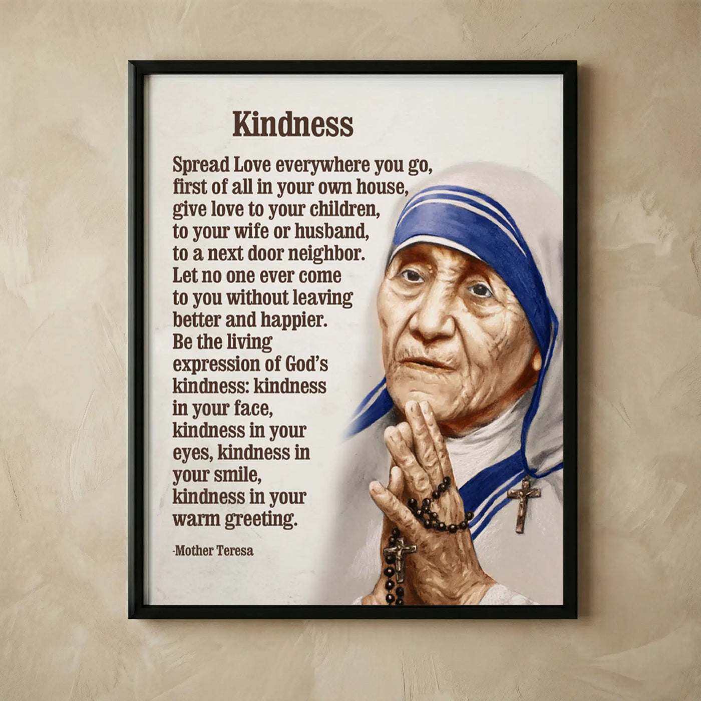 Mother Teresa kindness quote wall art print