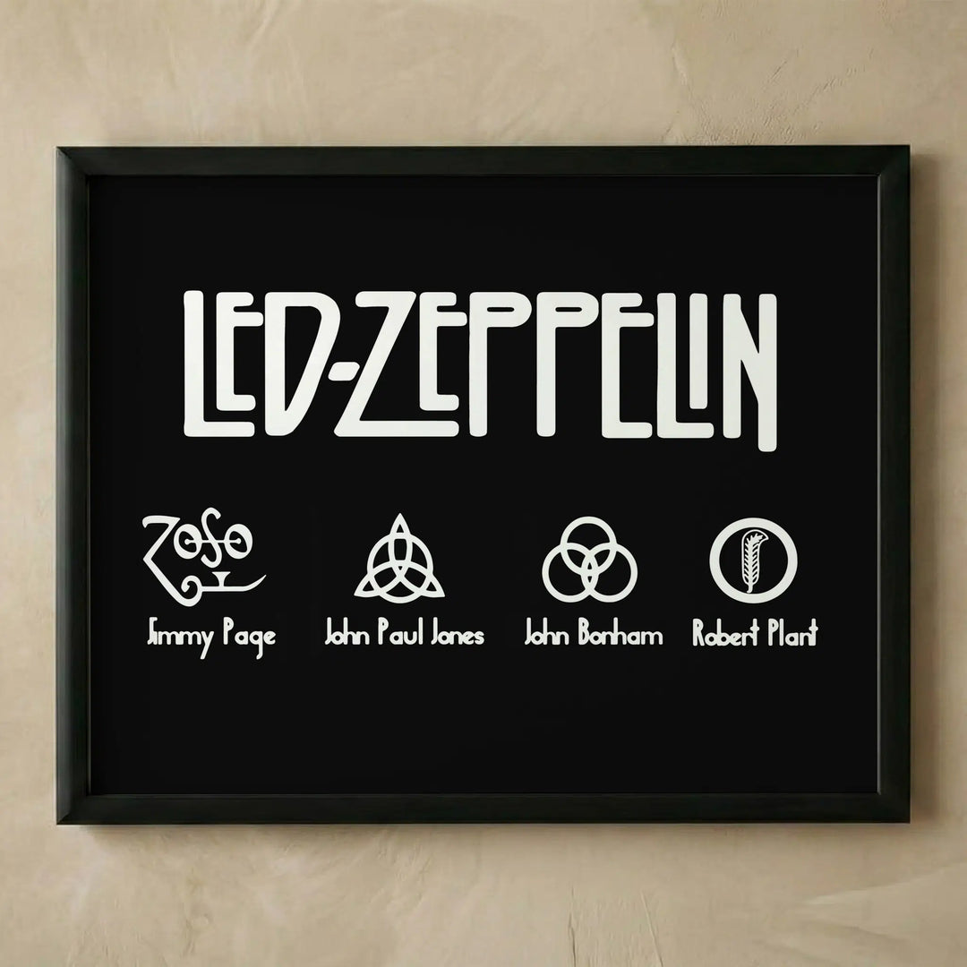 Led Zeppelin iconic rock band symbols print