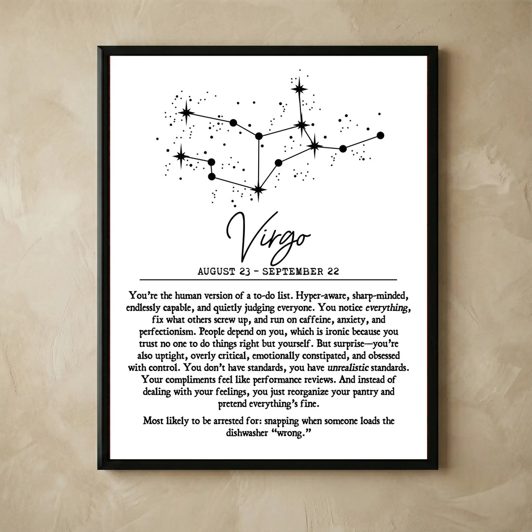 Virgo constellation astrology wall art print