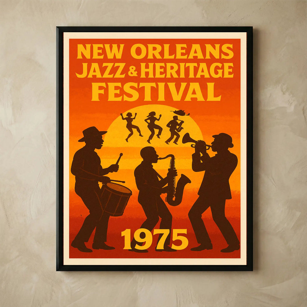 Vintage New Orleans jazz festival poster