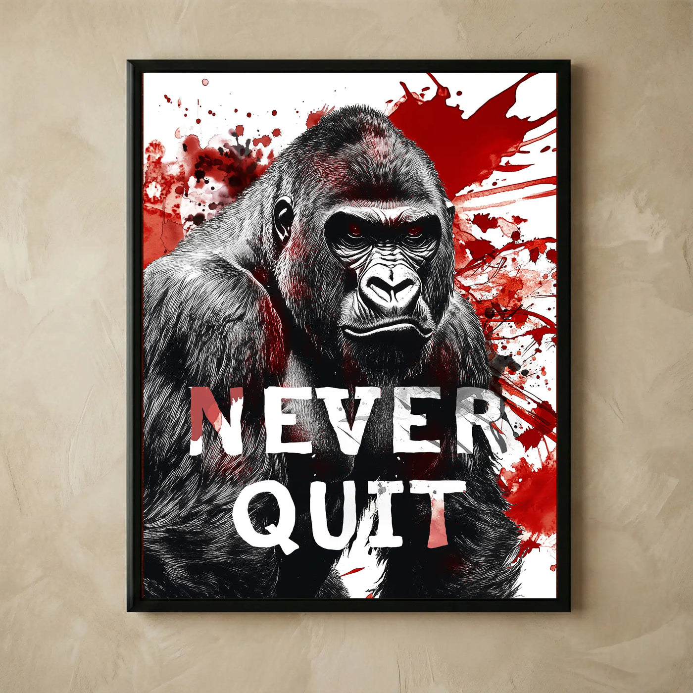 Never Quit Gorilla motivational wall art