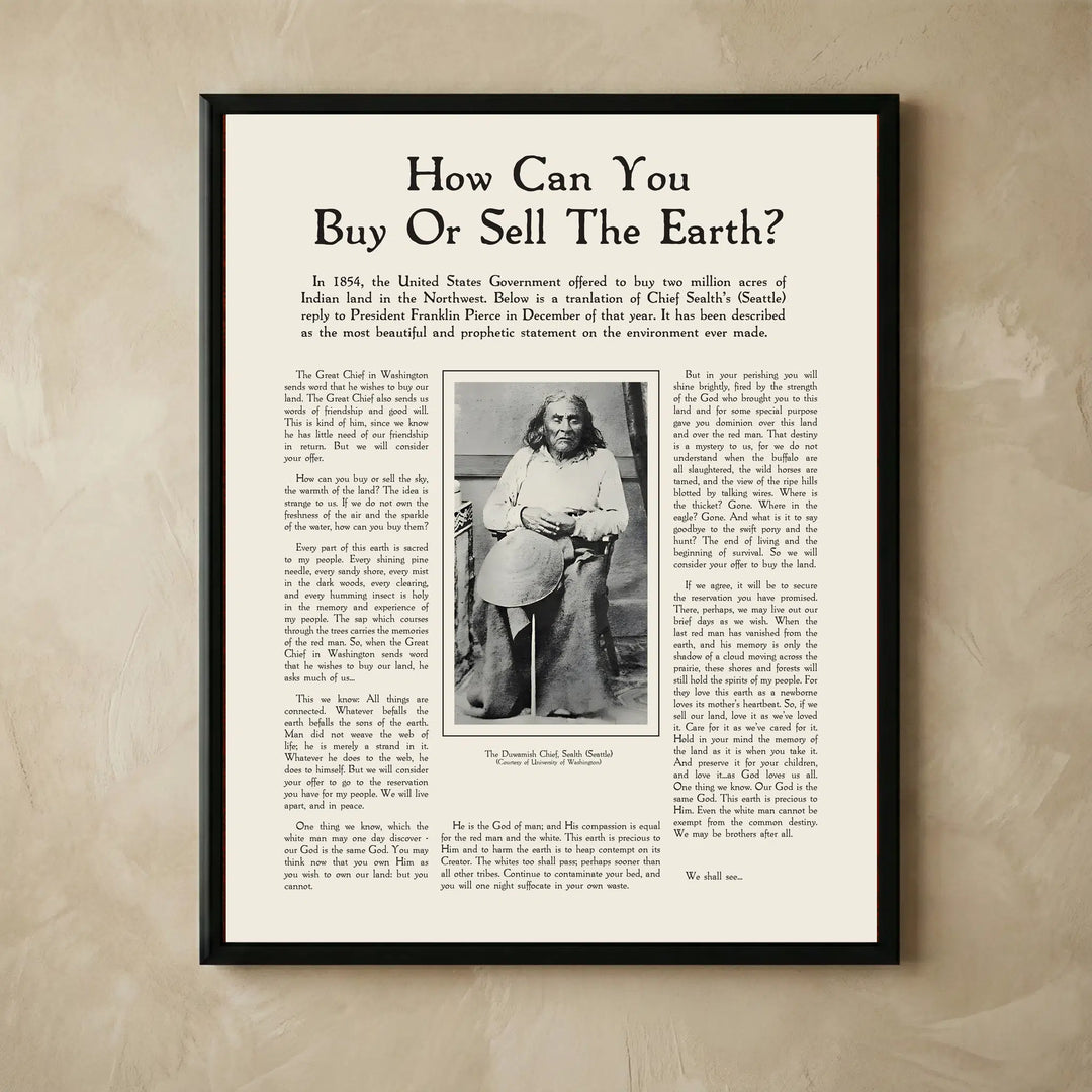 Chief Seattle inspirational speech wall art