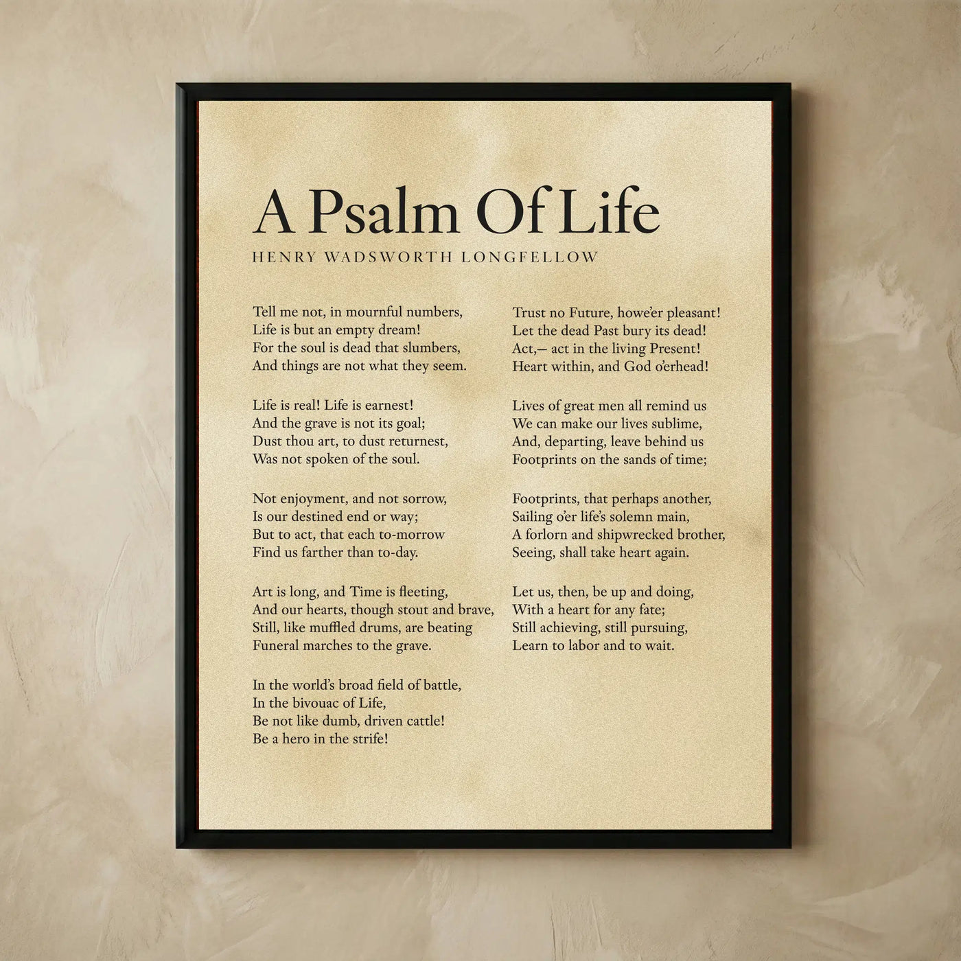 A Psalm of Life inspirational poetry wall art