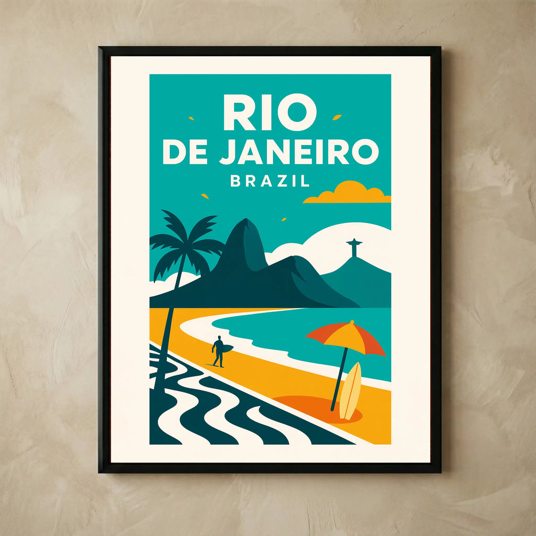 Retro Copacabana Beach travel poster print
