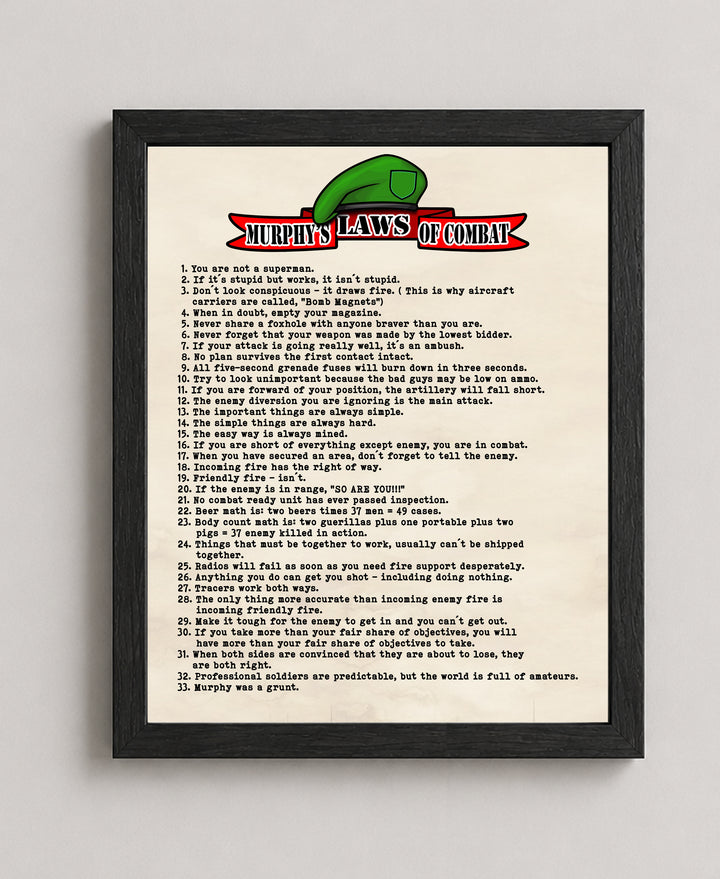Murphys Laws of Combat Patriotic Wall Art