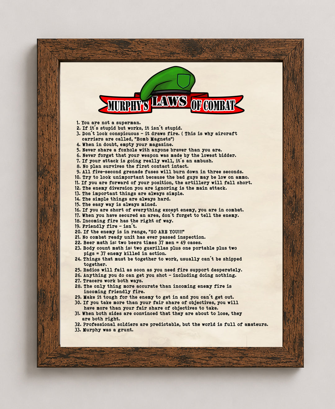 Murphys Laws of Combat Patriotic Wall Art