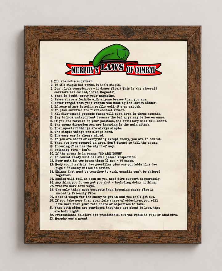 Murphys Laws of Combat Patriotic Wall Art