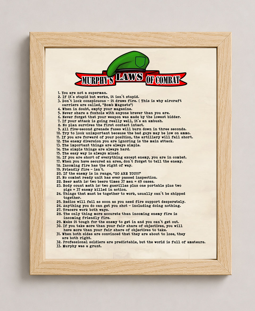 Murphys Laws of Combat Patriotic Wall Art