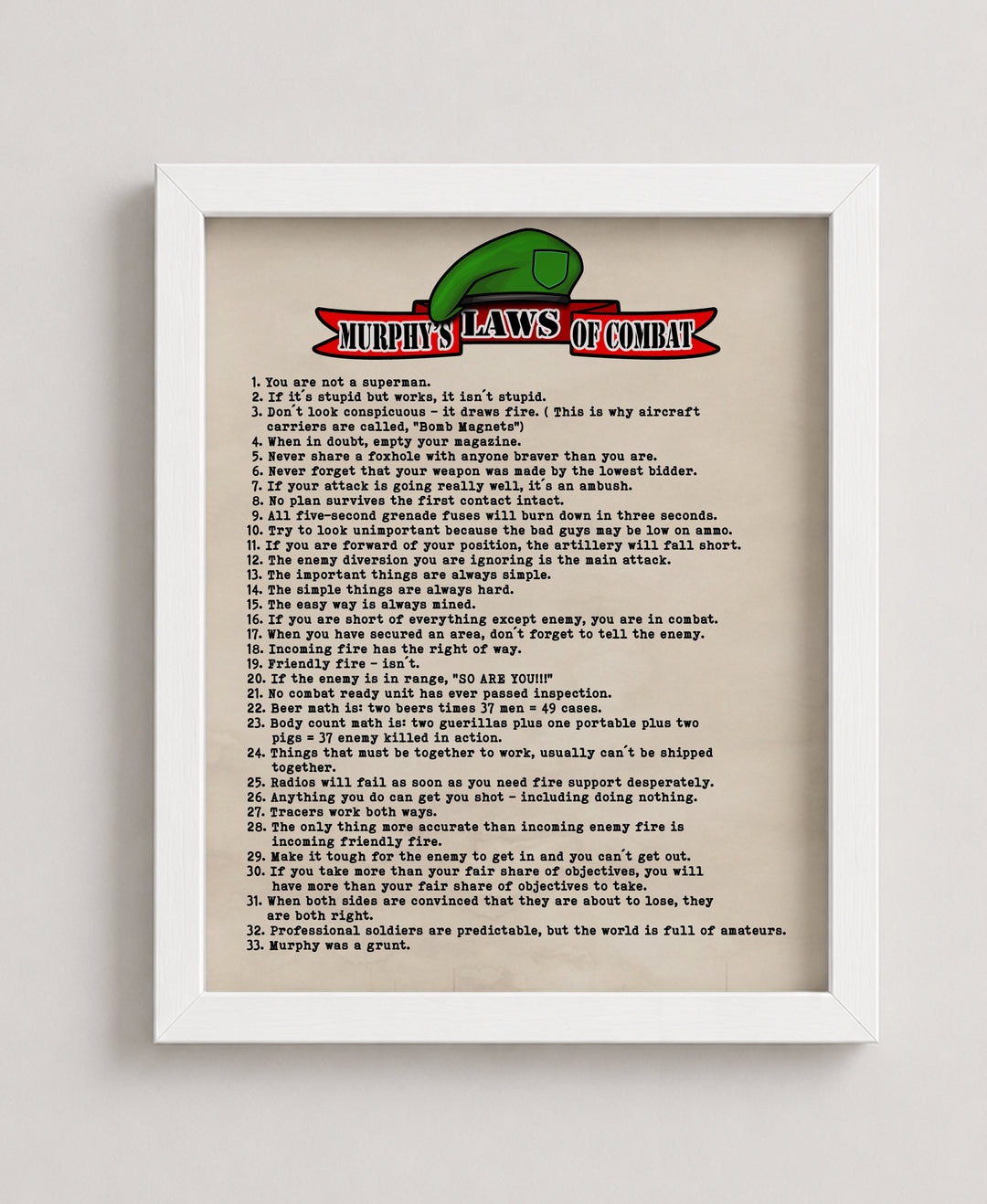 Murphys Laws of Combat Patriotic Wall Art