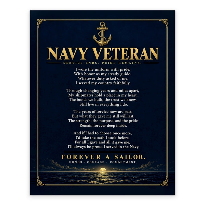 Navy Veteran Forever a Sailor Patriotic 11x14 unframed print, full design