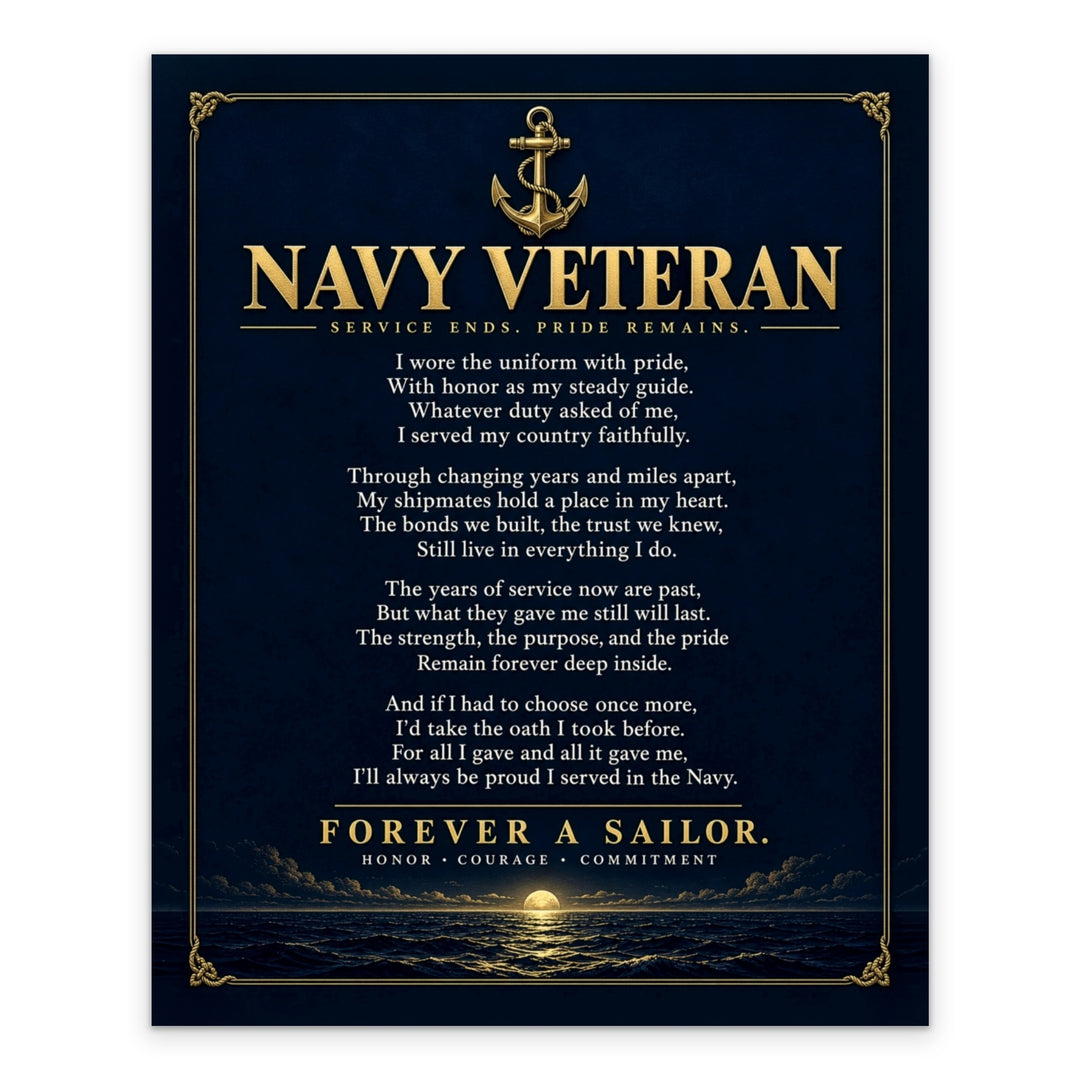 Navy Veteran Forever a Sailor Patriotic 8x10 unframed print, full design