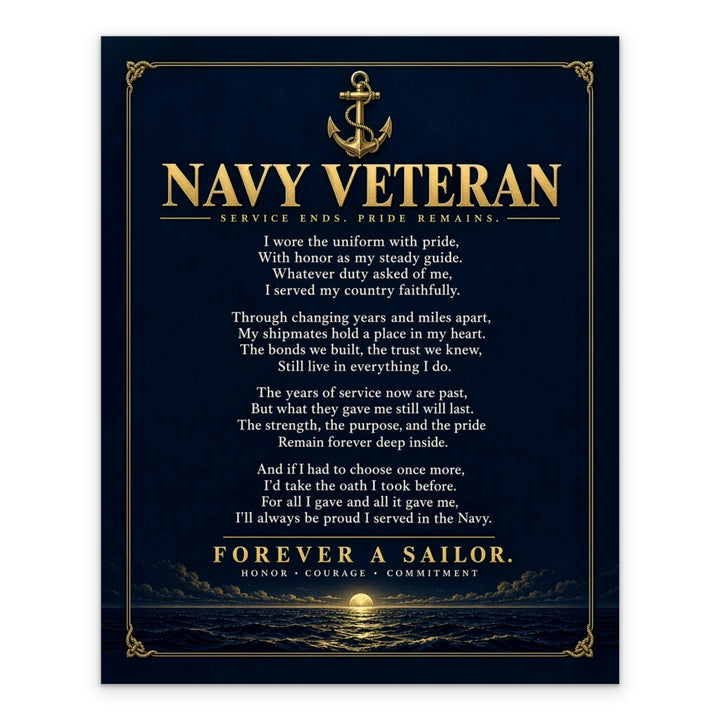 Navy Veteran Forever a Sailor Patriotic 8x10 unframed print, full design