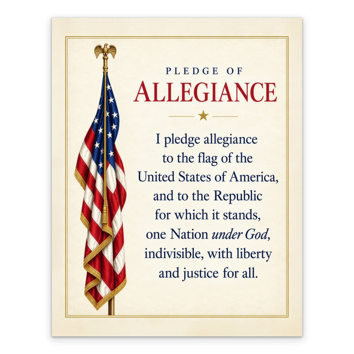 Pledge of Allegiance American Flag Patriotic 11x14 unframed print, full design