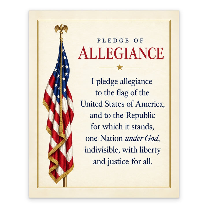 Pledge of Allegiance American Flag Patriotic 8x10 unframed print, full design