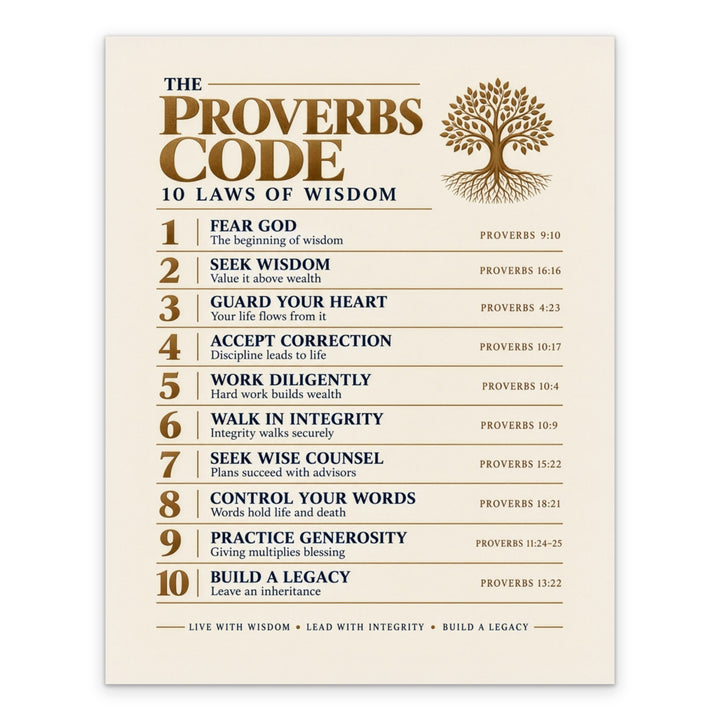 The Proverbs Code Christian, Beige 11x14 unframed print, full design