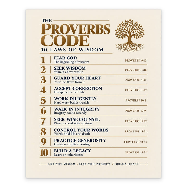 The Proverbs Code Christian, Beige 8x10 unframed print, full design