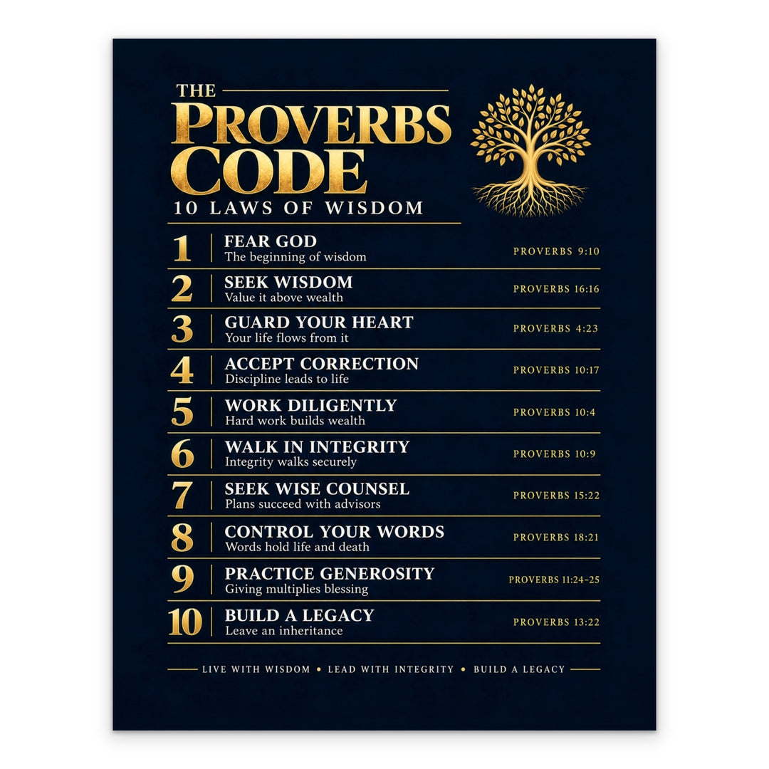 The Proverbs Code Christian, Navy 11x14 unframed print, full design