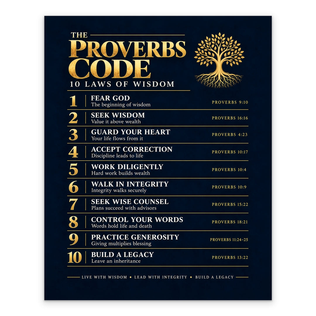 The Proverbs Code Christian, Navy 8x10 unframed print, full design