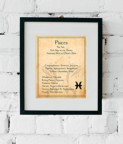 Pisces-The Fish- Zodiac Sign Wall Art. 8 x 10" Print Wall Print-Ready to Frame. Constellation Design-Astrology Decor for Home-Office-Bedroom. Horoscope&