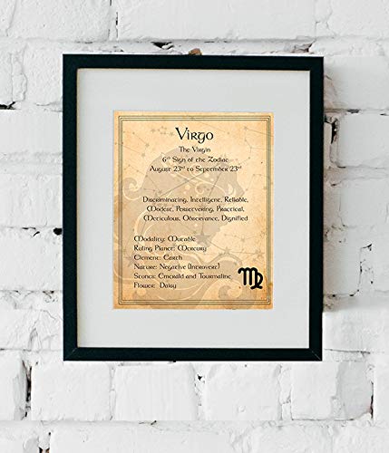 Virgo-The Virgin- Zodiac Sign Wall Art. 8 x 10" Print Wall Print-Ready to Frame. Constellation Design-Astrology Decor for Home-Office-Bedroom. Horoscope&