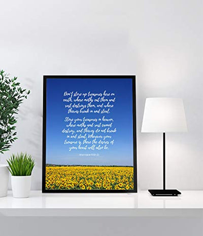 ?Don't Store Up Treasures Here On Earth?- Matthew 6:19-21- Bible Verse Wall Art- 8 x 10" Modern Typographic Design. Scripture Wall Print-Ready to Frame. Home-Office-Church D?cor. Great Christian Gift!