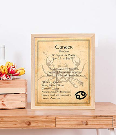 Cancer-The Crab- Zodiac Sign Wall Art. 8 x 10" Print Wall Print-Ready to Frame. Constellation Design-Astrology Decor for Home-Office-Bedroom. Horoscope's Adjectives-Primary Elements. Great Gift!