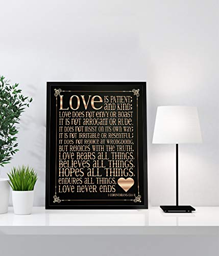 1 Corinthians 13:4?8."Love is Patient &amp; Kind"- Christian Wall Decor- 8x10" - Scripture Wall Art Typography Print- Ready to Frame. Home D?cor, Wedding D?cor- Perfect Wedding &amp; Anniversary Gift!