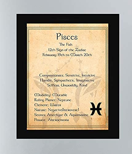 Pisces-The Fish- Zodiac Sign Wall Art. 8 x 10" Print Wall Print-Ready to Frame. Constellation Design-Astrology Decor for Home-Office-Bedroom. Horoscope&