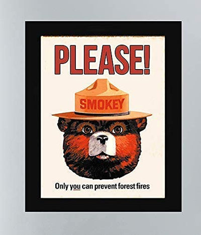 Smokey Bear Wall Print-"PLEASE-Only You Can Prevent Forest Fires"-8 x 10" Retro Distressed Wall Art Print-Ready to Frame. Perfect Home-Office-Bar-Man Cave Decor. Great Gift For Nostalgia Fans.