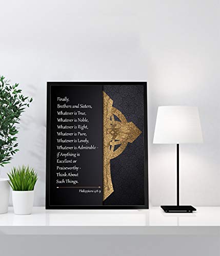 Philippians 4:8."Whatever is True-Think About Such Things"- Bible Verse Wall Art- 8x10"- Modern Scripture Wall Print-Ready to Frame. Inspirational Home-Office-Church Decor. Perfect Christian Gift.