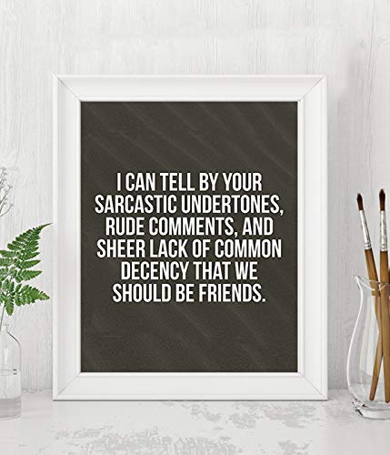 I Can Tell By Your Sarcastic Tone, We Should Be Friends- Funny Poster Print - 8 x 10" Humorous Wall Art-Ready to Frame. Home-Office-Cubicle-Shop-Garage Wall Decor. Perfect Fun Gift for THAT Person!