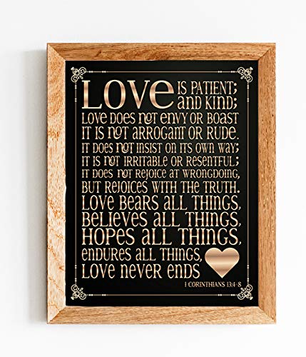 1 Corinthians 13:4?8."Love is Patient &amp; Kind"- Christian Wall Decor- 8x10" - Scripture Wall Art Typography Print- Ready to Frame. Home D?cor, Wedding D?cor- Perfect Wedding &amp; Anniversary Gift!