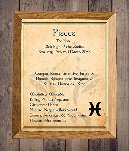 Pisces-The Fish- Zodiac Sign Wall Art. 8 x 10" Print Wall Print-Ready to Frame. Constellation Design-Astrology Decor for Home-Office-Bedroom. Horoscope&