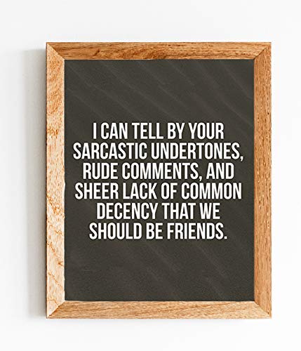 I Can Tell By Your Sarcastic Tone, We Should Be Friends- Funny Poster Print - 8 x 10" Humorous Wall Art-Ready to Frame. Home-Office-Cubicle-Shop-Garage Wall Decor. Perfect Fun Gift for THAT Person!