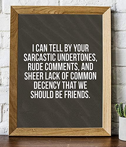 I Can Tell By Your Sarcastic Tone, We Should Be Friends- Funny Poster Print - 8 x 10" Humorous Wall Art-Ready to Frame. Home-Office-Cubicle-Shop-Garage Wall Decor. Perfect Fun Gift for THAT Person!