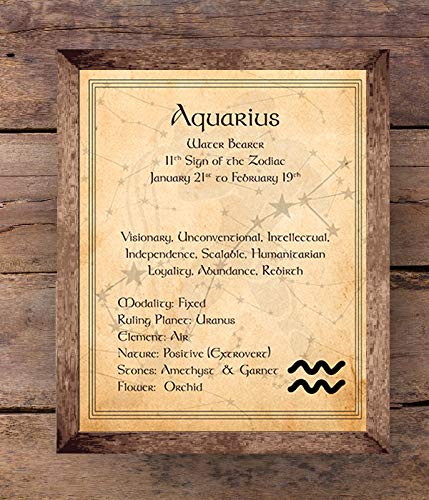 Aquarius-Water Bearer Zodiac Sign Wall Art. 8 x 10 Print Wall Print-Ready to Frame. Constellation Design-Astrology Decor for Home-Office-Bedroom. Horoscope&