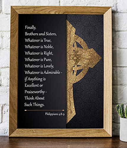 Philippians 4:8."Whatever is True-Think About Such Things"- Bible Verse Wall Art- 8x10"- Modern Scripture Wall Print-Ready to Frame. Inspirational Home-Office-Church Decor. Perfect Christian Gift.