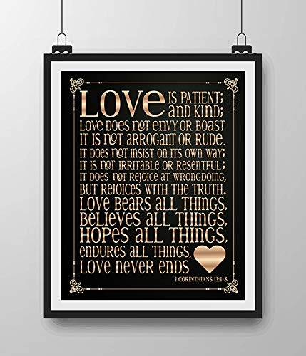 1 Corinthians 13:4?8."Love is Patient &amp; Kind"- Christian Wall Decor- 8x10" - Scripture Wall Art Typography Print- Ready to Frame. Home D?cor, Wedding D?cor- Perfect Wedding &amp; Anniversary Gift!