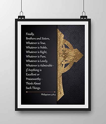 Philippians 4:8."Whatever is True-Think About Such Things"- Bible Verse Wall Art- 8x10"- Modern Scripture Wall Print-Ready to Frame. Inspirational Home-Office-Church Decor. Perfect Christian Gift.