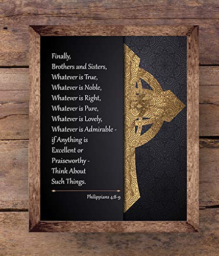 Philippians 4:8."Whatever is True-Think About Such Things"- Bible Verse Wall Art- 8x10"- Modern Scripture Wall Print-Ready to Frame. Inspirational Home-Office-Church Decor. Perfect Christian Gift.
