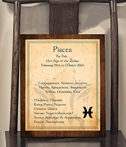 Pisces-The Fish- Zodiac Sign Wall Art. 8 x 10" Print Wall Print-Ready to Frame. Constellation Design-Astrology Decor for Home-Office-Bedroom. Horoscope&