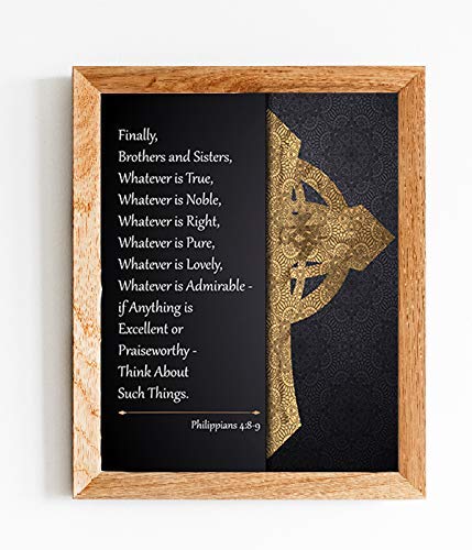 Philippians 4:8."Whatever is True-Think About Such Things"- Bible Verse Wall Art- 8x10"- Modern Scripture Wall Print-Ready to Frame. Inspirational Home-Office-Church Decor. Perfect Christian Gift.