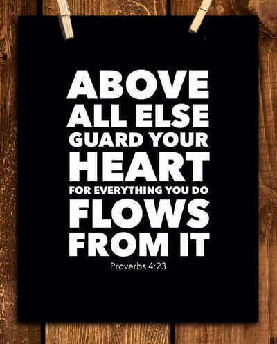 Above ALL Else-Guard Your Heart- Proverbs 4:23- Bible Verse Wall Art- 8x10" Modern Typographic Design. Scripture Wall Print-Ready to Frame. Home-Office-Church-School D?cor. Great Christian Gift!