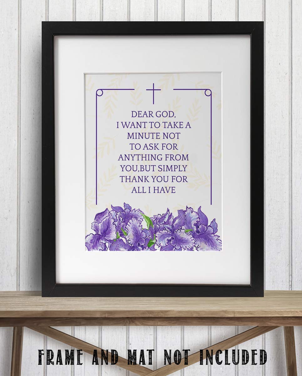 Dear God-Not Asking, But Thanking You For All. 8 x 10"- Spiritual Wall Decor. Modern Floral Typographic Print- Ready to Frame. Home-Office-Church D?cor. Perfect Christian Gift of Gratitude.