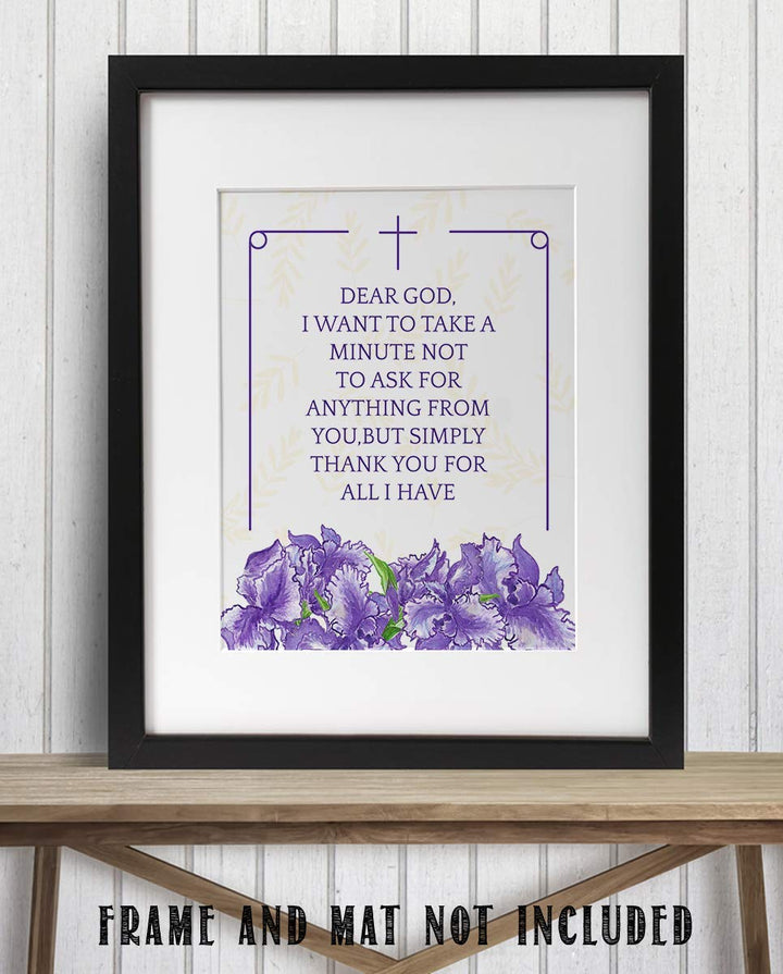 Dear God-Not Asking, But Thanking You For All. 8 x 10"- Spiritual Wall Decor. Modern Floral Typographic Print- Ready to Frame. Home-Office-Church D?cor. Perfect Christian Gift of Gratitude.
