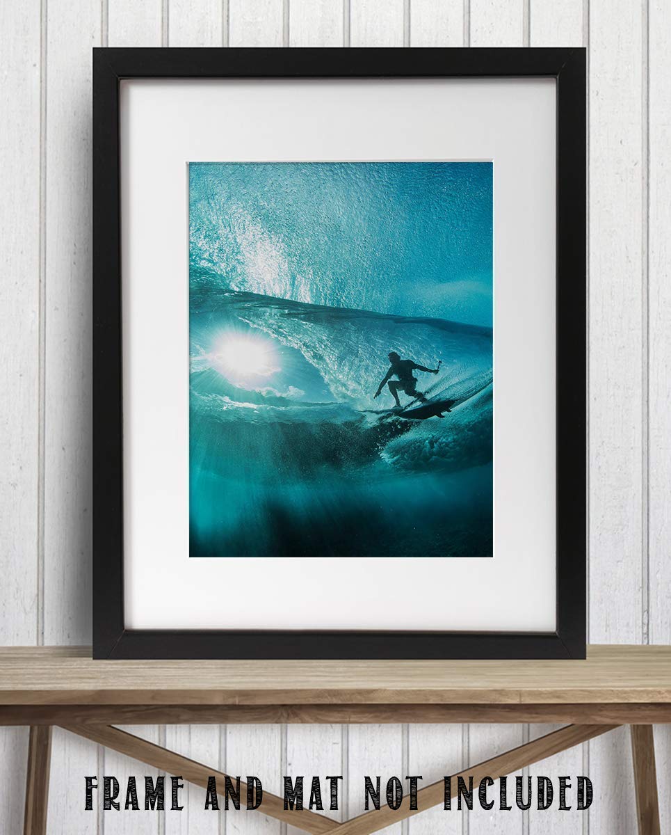 Surfer Ripping Point Break- 8 x 10 Print Wall Art - Ready to Frame. Modern Home D?cor, Office D?cor &amp; Wall Print for Beach, Ocean and Surfing Themes. Makes a Perfect Gift!