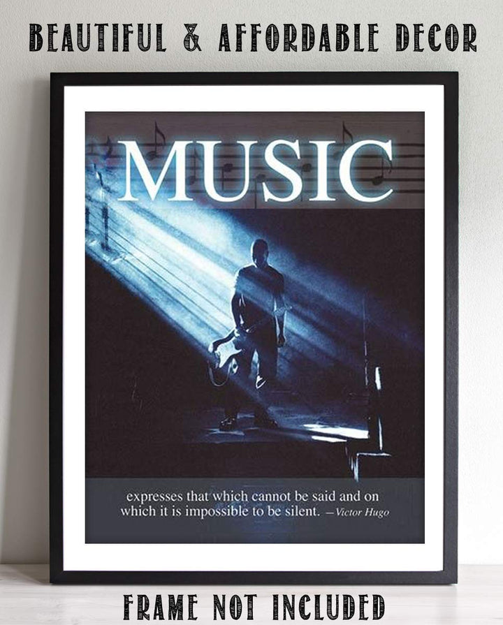 Music Expresses That Which Cannot Be Said.Silent- Victor Hugo Quote Wall Art Print- 8 x 10"- Ready to Frame. Modern-Inspirational Home Decor. Office-Studio Decor. Great Romantic Age- Poetic Quote.